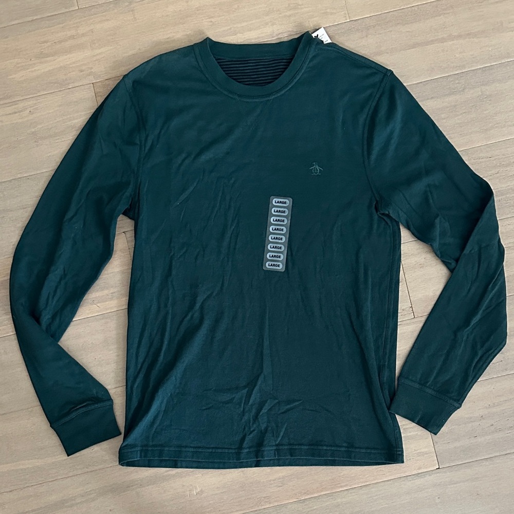 NEW Original Penguin Dark Green Reversible Long Sleeve Shirt